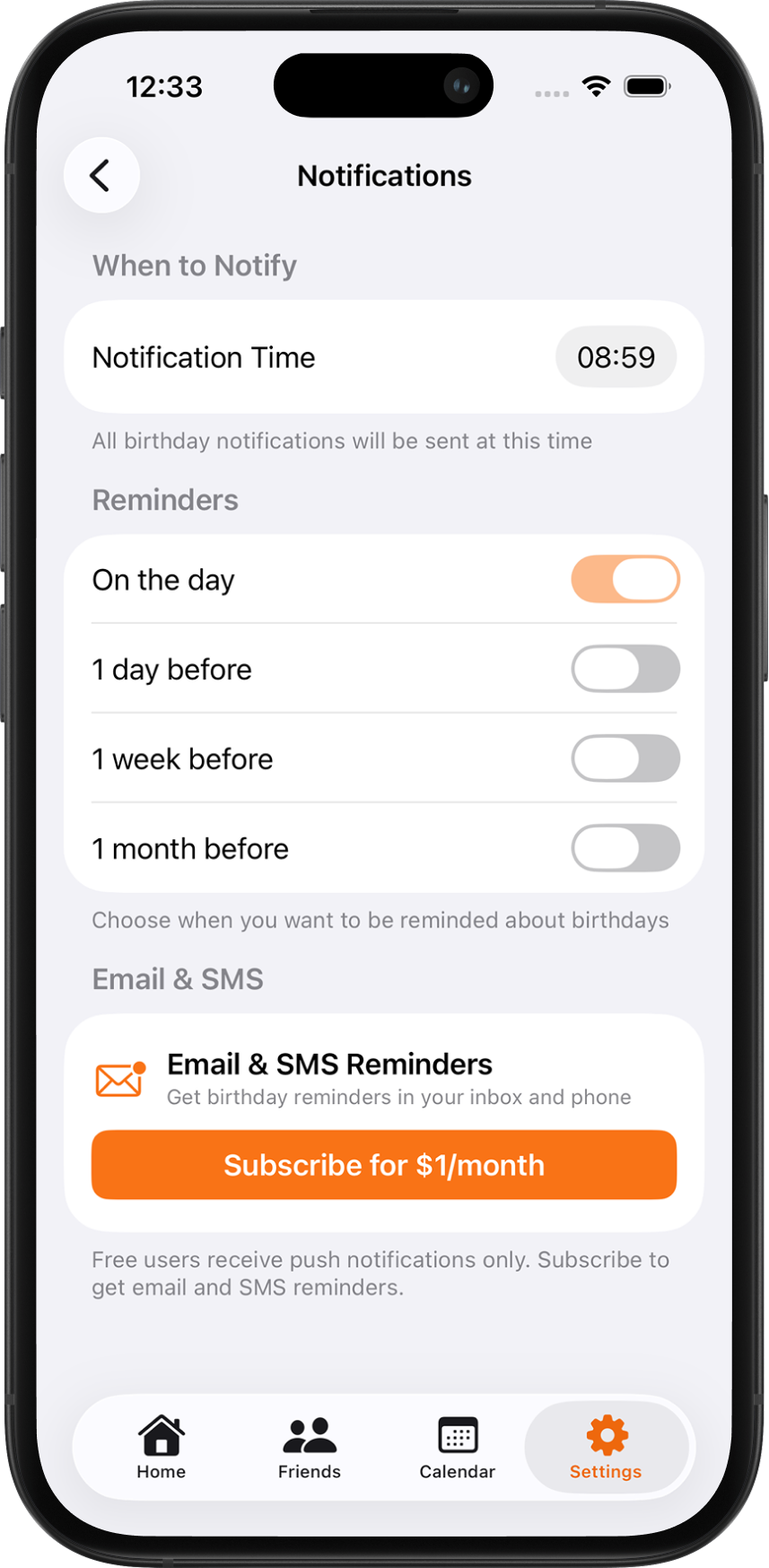 Customize reminder notifications